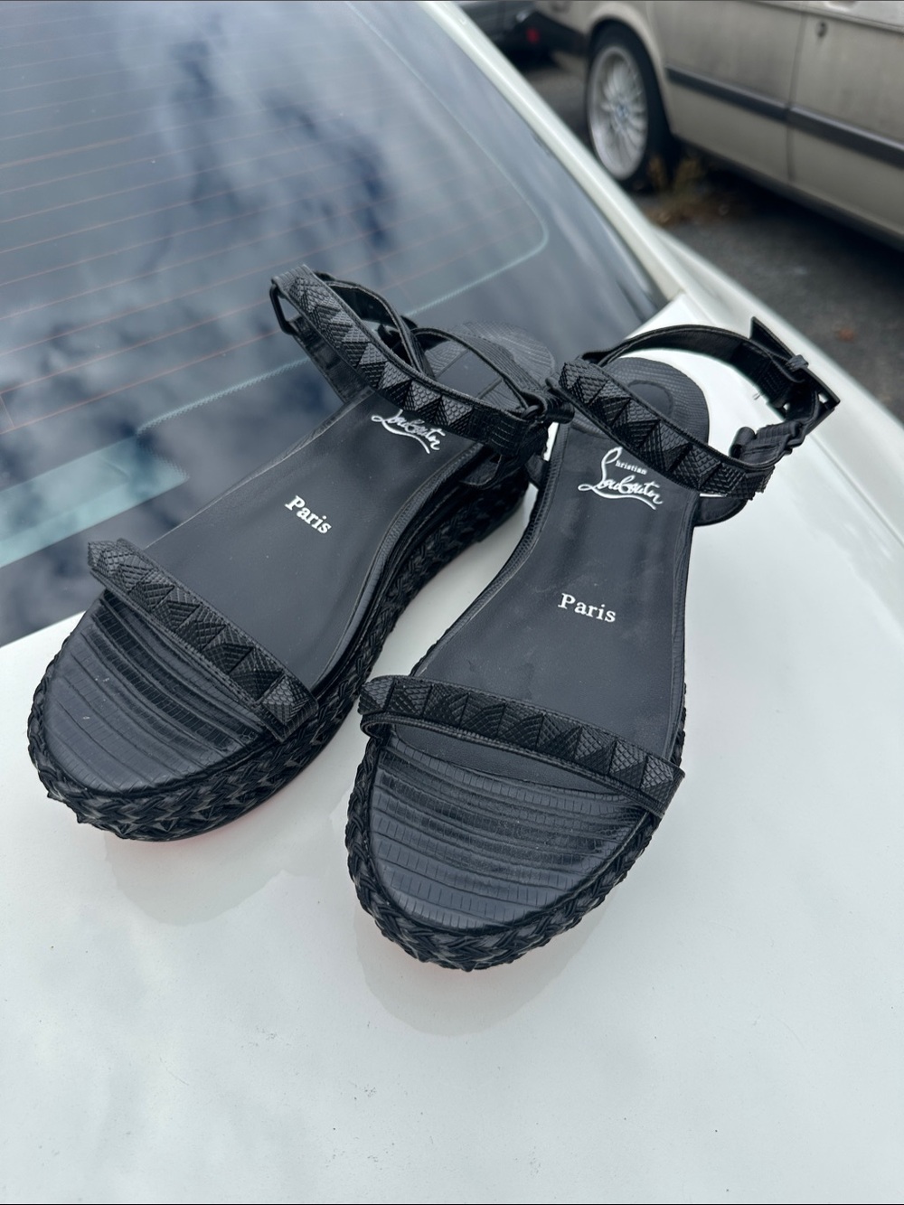 Stylish Black Woven Platform Espadrille Sandals